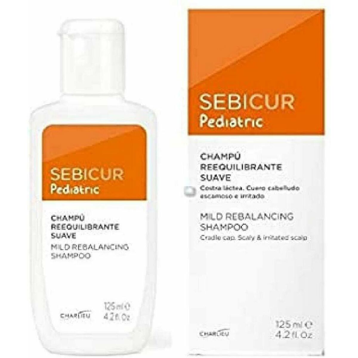 Sebicur Pediatric Mild Rebalancing Shampoo for infants, 125ml, soothing sensitive scalp care.