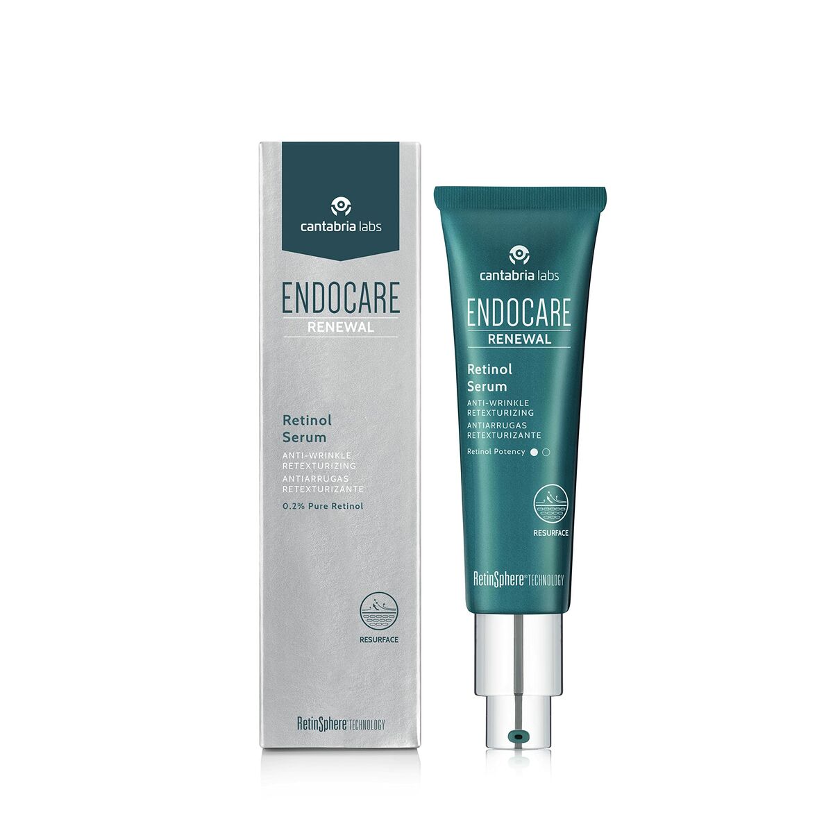 Sérum visage Endocare Renewal 30 ml en tube, soin esthétique anti-âge avec 0,5% de rétinol pour une peau renouvelée.