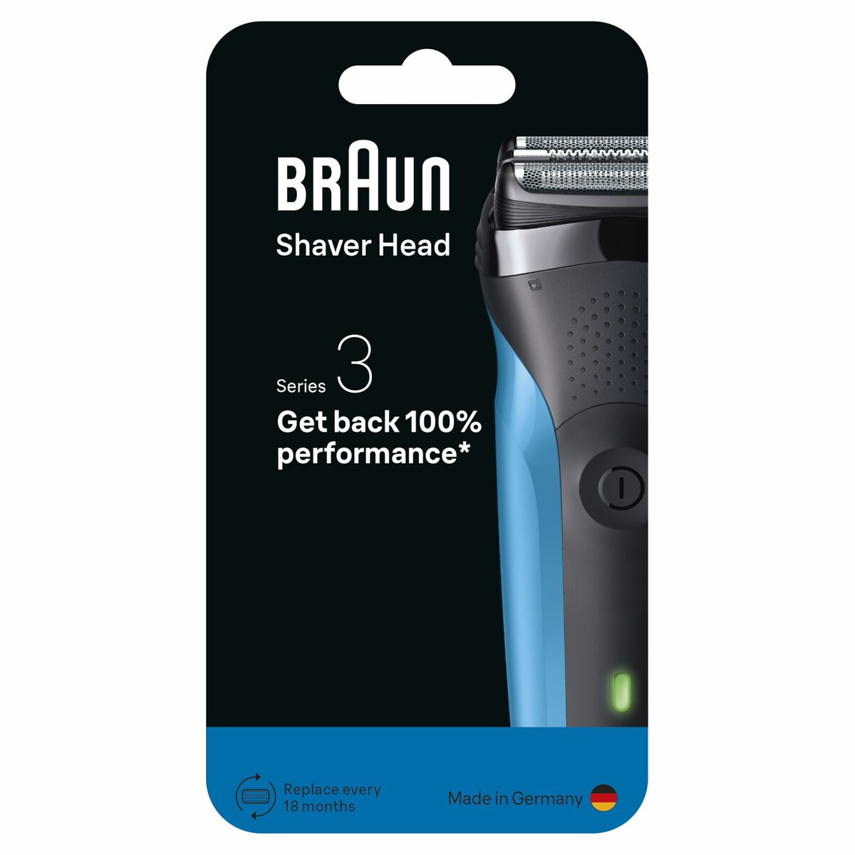 Tête de rechange Braun Series 3, performance 100%, fabriquée en Allemagne, compatible avec rasoirs Braun.