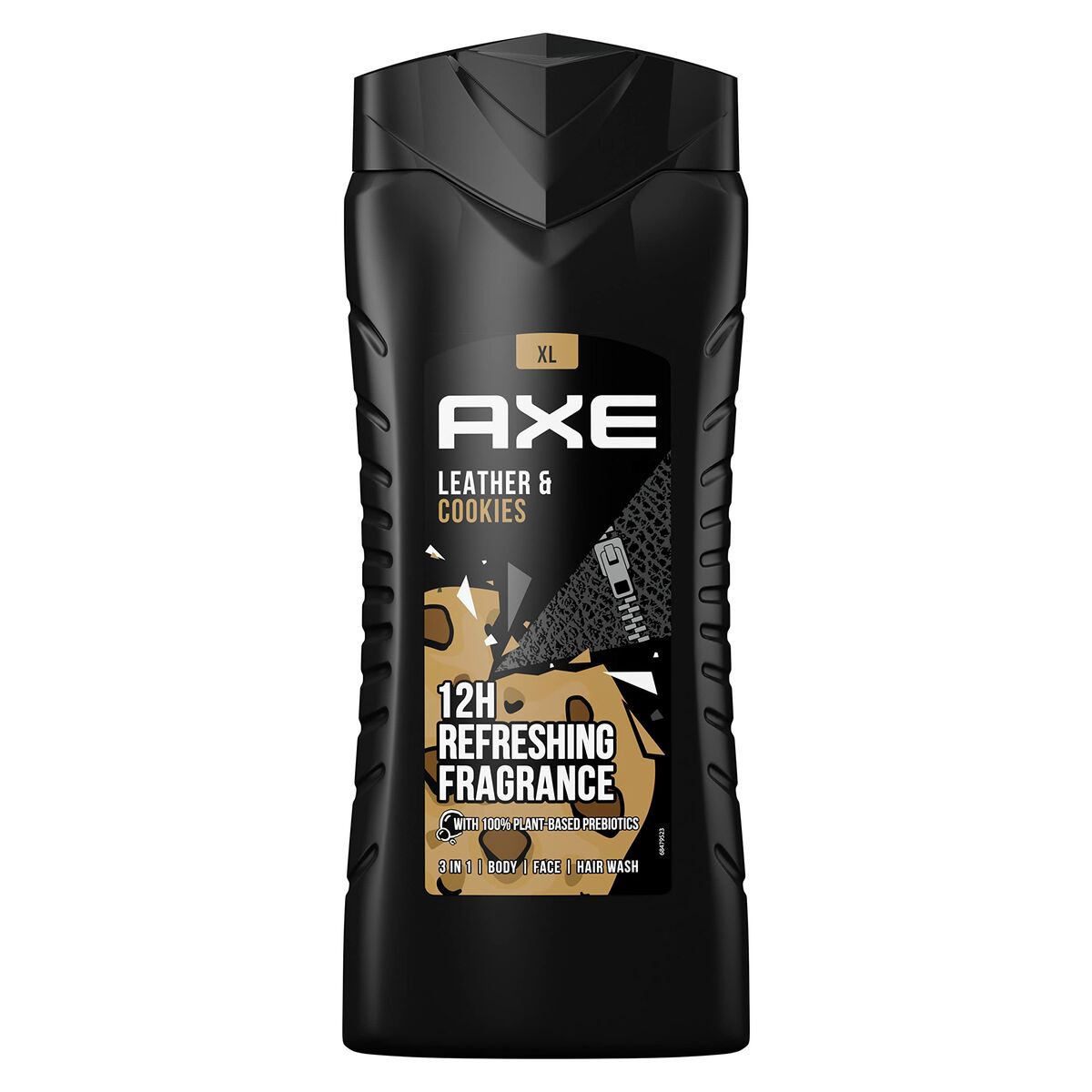 Gel de douche Axe Leather & Cookies 400ml, 3-en-1 pour tous types de peau, fraîcheur de 12h.