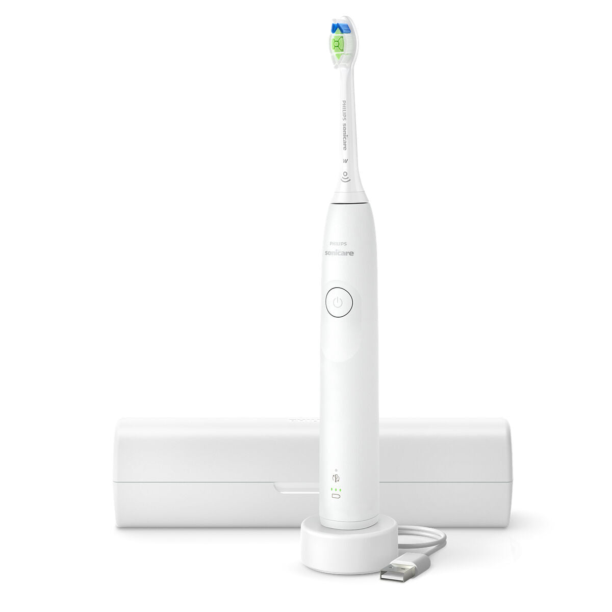 Brosse à dents électrique Philips HX7108/02 SONICARE 5300, blanche, avec chargeur et étui, pour une hygiène buccale améliorée.