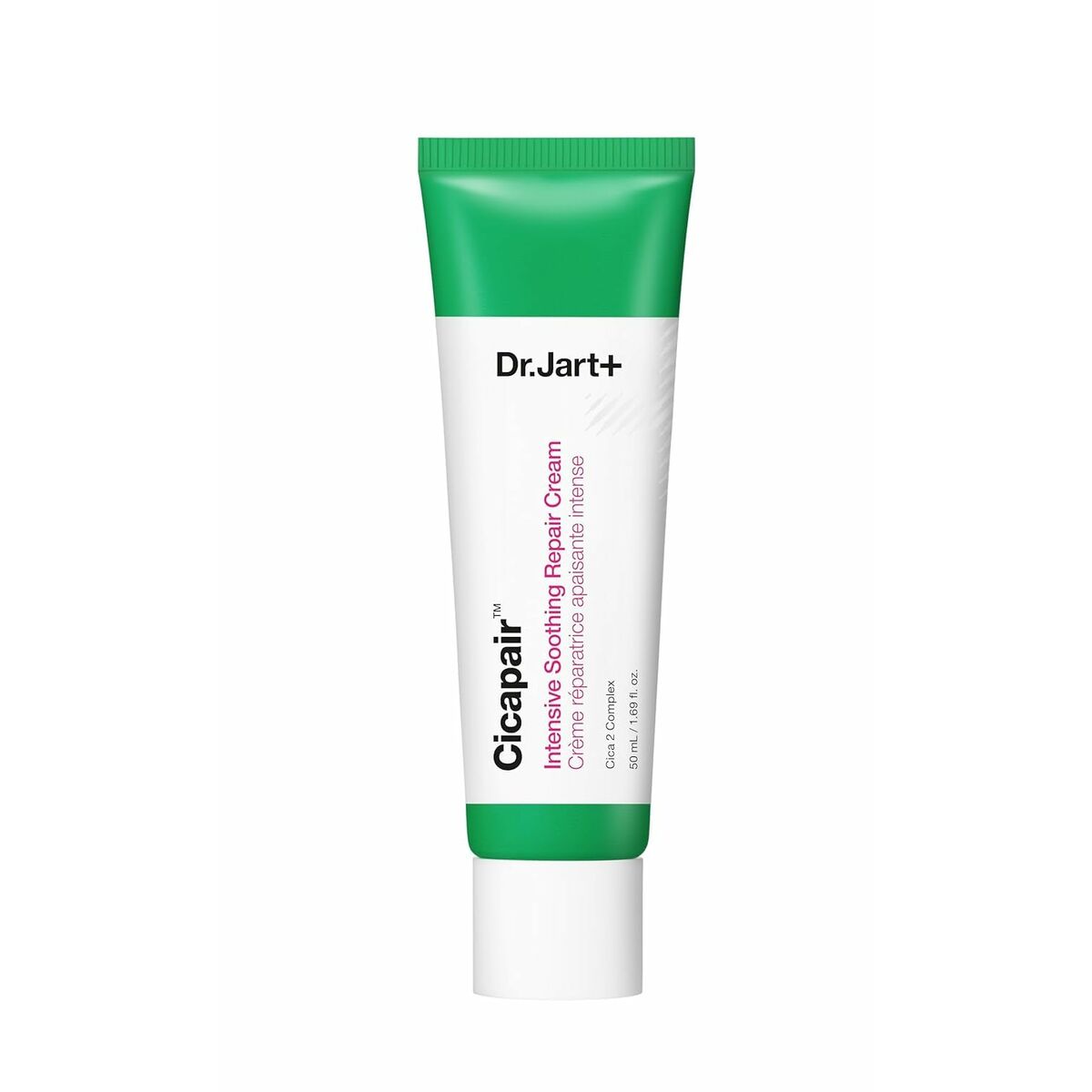 Crème réparatrice DR.JART+ CICAPAIR 50 ml en tube, idéale pour peau sensible, sans alcool, unisexe.