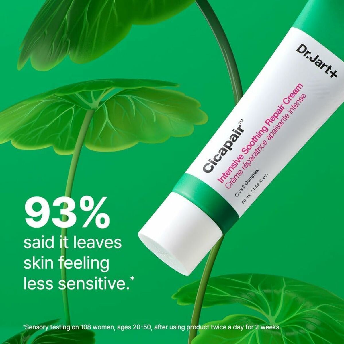 Crème réparatrice DR.JART+ CICAPAIR 50 ml avec résultats prouvés pour peaux sensibles, laissant la peau moins sensible.