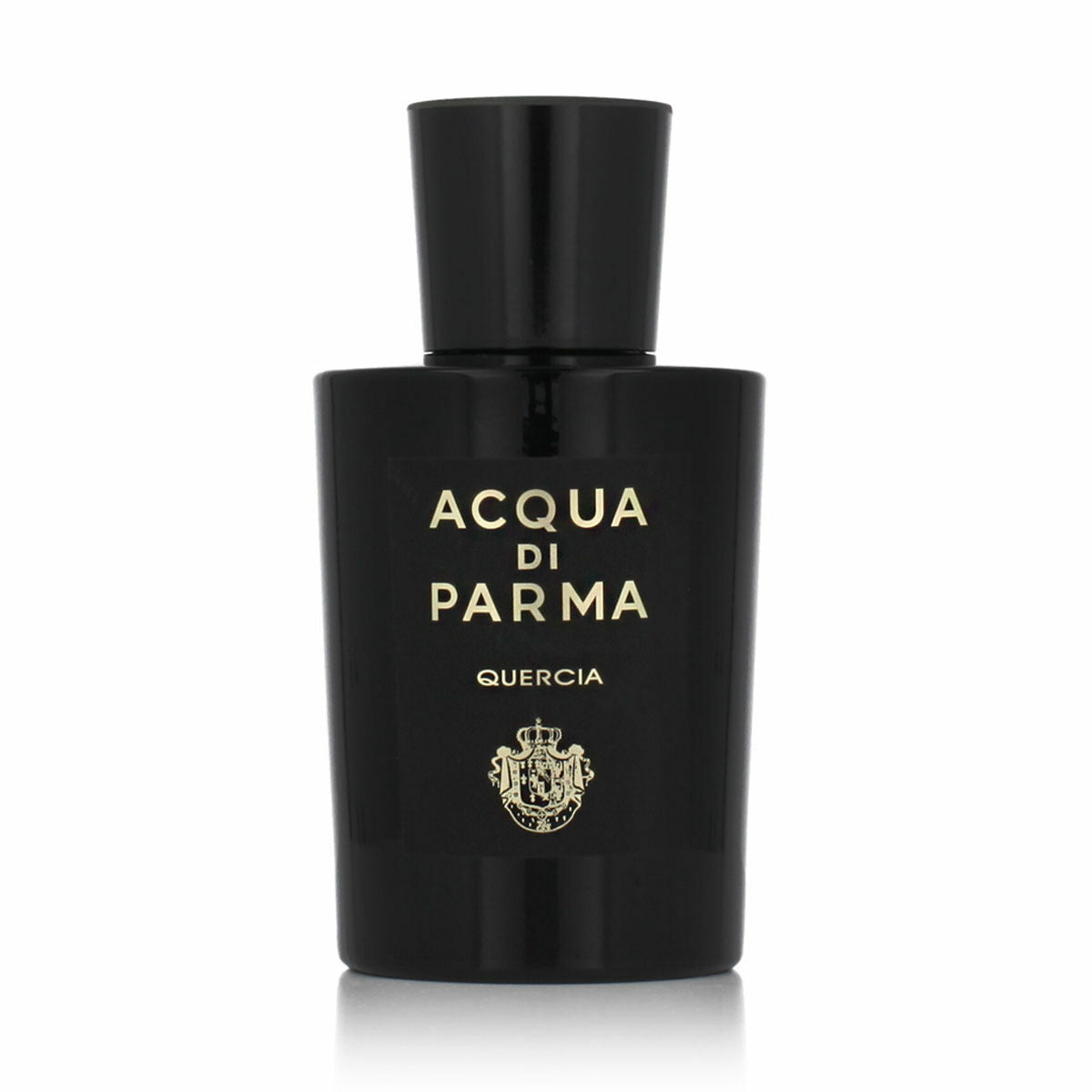 Acqua Di Parma Quercia unisex EDP fragrance bottle, 100 ml, elegant black design with golden accents.