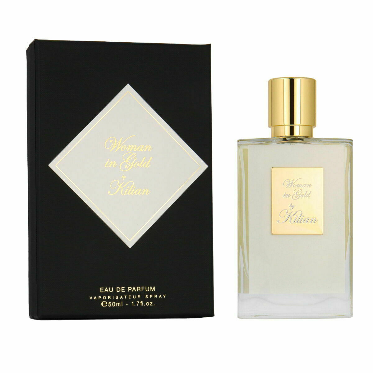Parfum Femme Kilian Woman in Gold EDP 50 ml avec flacon et emballage, idéal pour exalter votre féminité.